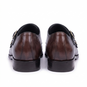 Brown & Black Dual Tone Monk Strap Leather Shoes