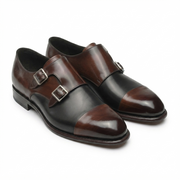 Brown & Black Dual Tone Monk Strap Leather Shoes
