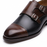 Brown & Black Dual Tone Monk Strap Leather Shoes