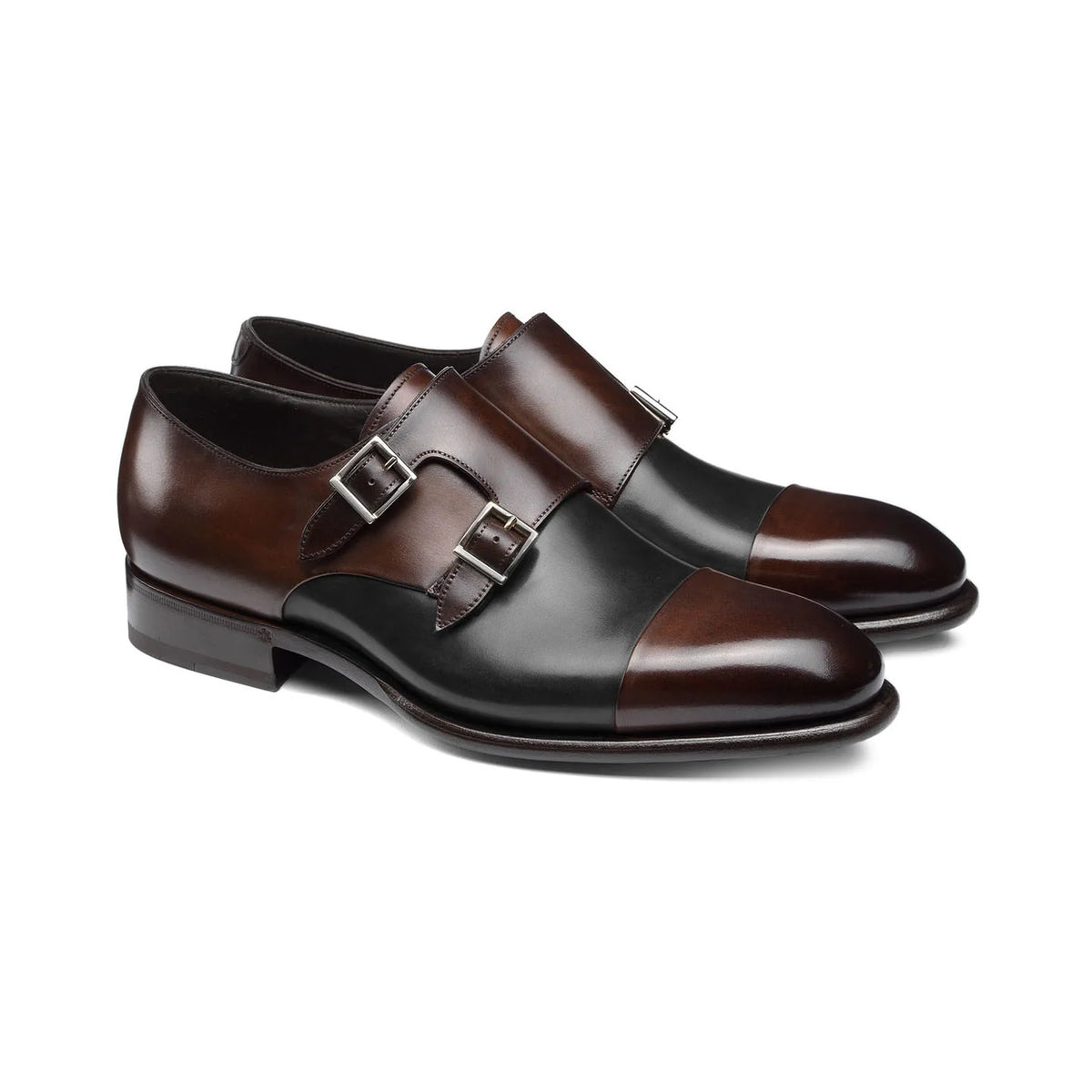 -Brown and Black Leather Castle Monk Straps