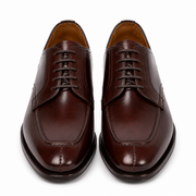 Front view of dark brown leather Oxford shoes for men