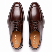 Top view of dark brown leather Oxford shoes for men