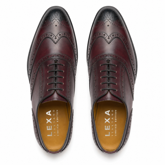 Burgundy Brogue Oxford Shoes for Men – Premium Wingtip