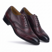 Burgundy Brogue Oxford Shoes for Men – Premium Wingtip