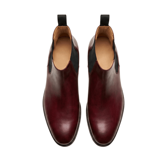 Burgundy Leather Chelsea Boots for Men