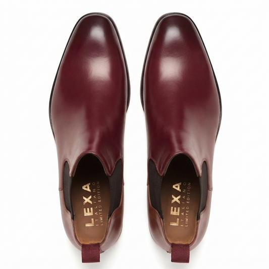 Burgundy Leather Chelsea Boots for Men