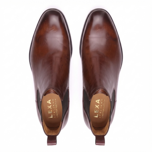 Burgundy Leather Chelsea Boots for Men