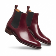 Burgundy Leather Chelsea Boots for Men
