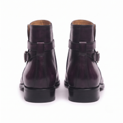 Burgundy Leather Double Monk Ankle Boots