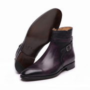Burgundy Leather Double Monk Ankle Boots