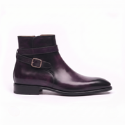 Burgundy Leather Double Monk Ankle Boots