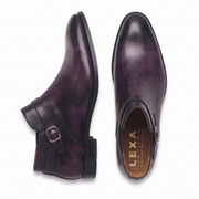Burgundy Leather Double Monk Ankle Boots