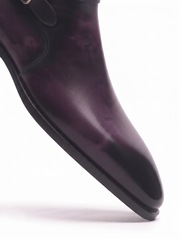 Burgundy Leather Double Monk Ankle Boots