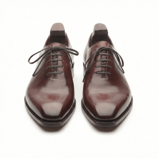 Burgundy Leather Oxford Shoes for Men
