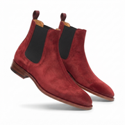 Burgundy Suede Slip-On Chelsea Boots for Men | LexaItaliano