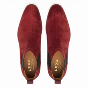 Burgundy Suede Slip-On Chelsea Boots for Men | LexaItaliano