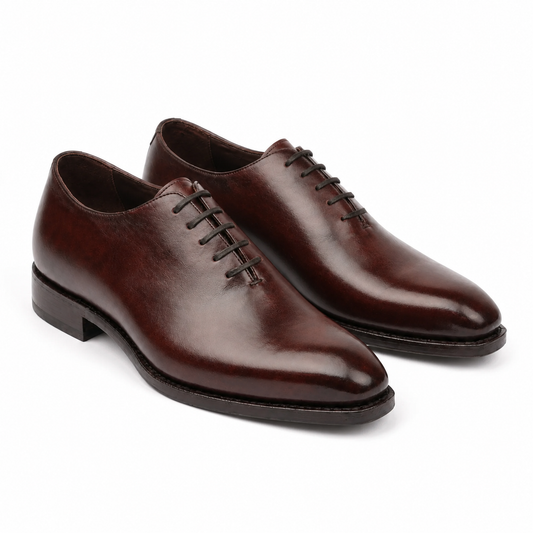 Burgundy Leather Oxford Shoes for Men