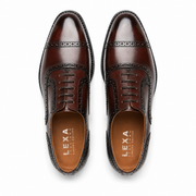 Brown leather Oxford shoes for men top view
