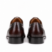 Brown leather Oxford shoes for men rear view