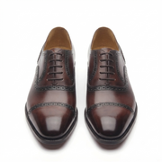 Brown leather Oxford shoes for men front view