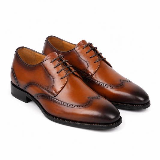 Burnished Tan Derby Leather Shoes