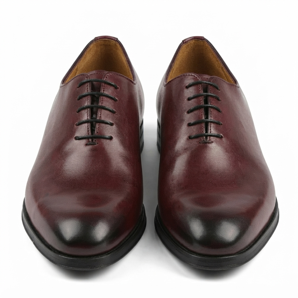Front view of brown leather Oxford shoes for men