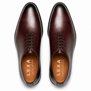 Top view of brown leather Oxford shoes for men