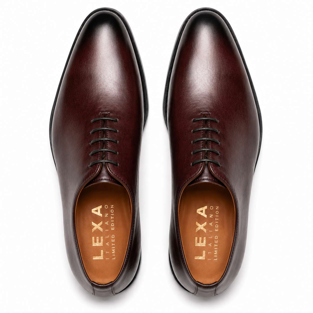 Top view of brown leather Oxford shoes for men