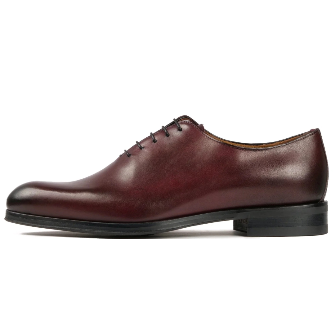 Men’s Camden Wholecut Oxford in oxblood leather – side profile