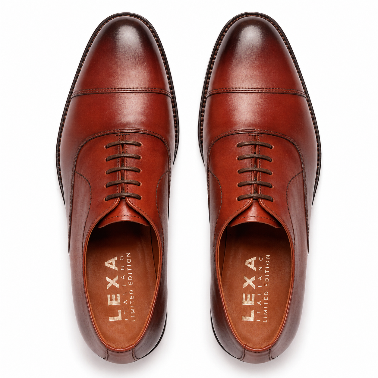 Brown leather Derby shoes for men top view