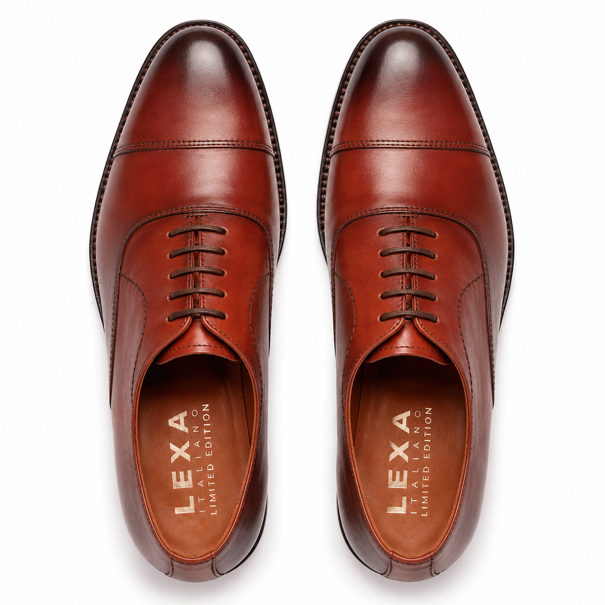 Brown leather Derby shoes for men top view