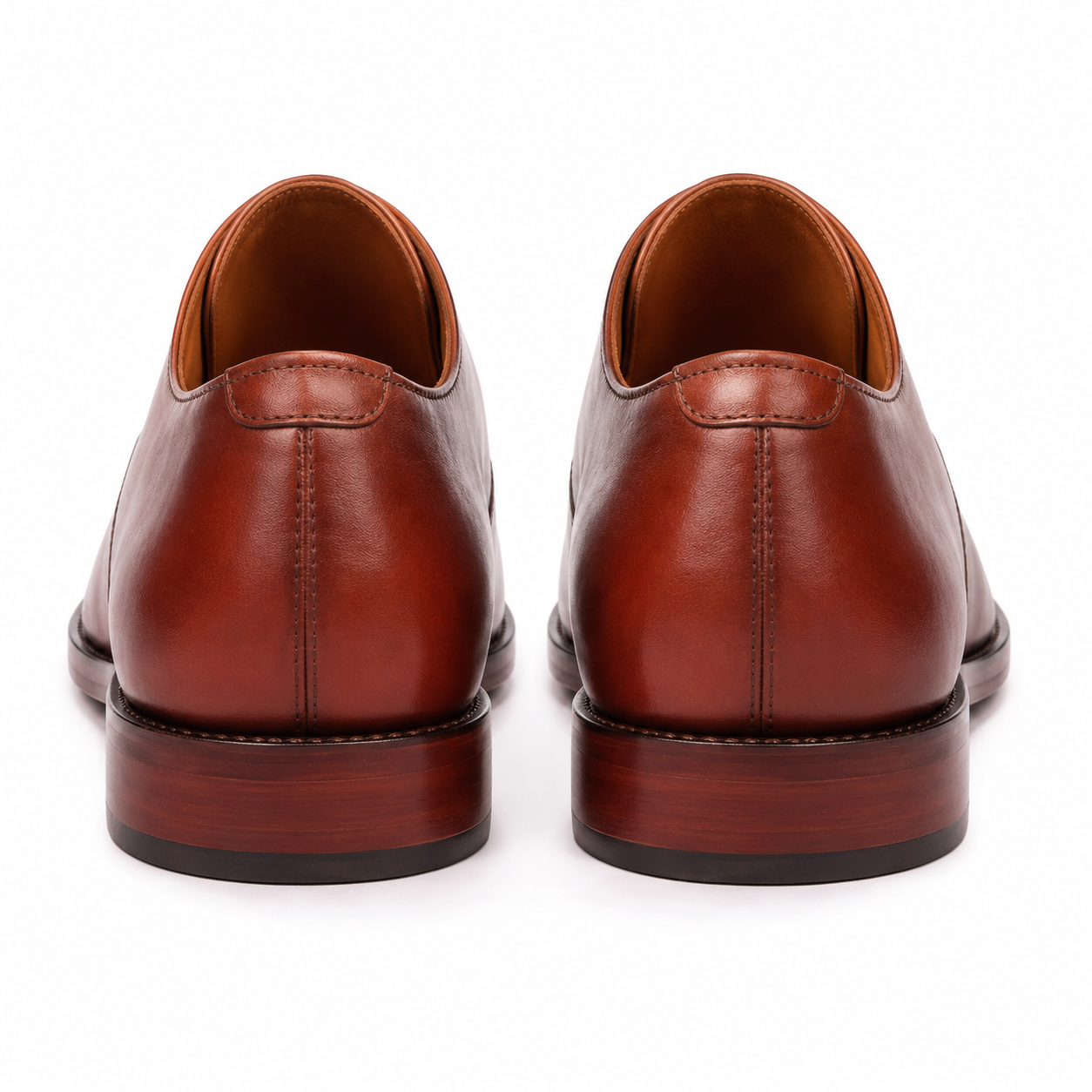 Back view of brown leather Derby shoes for men