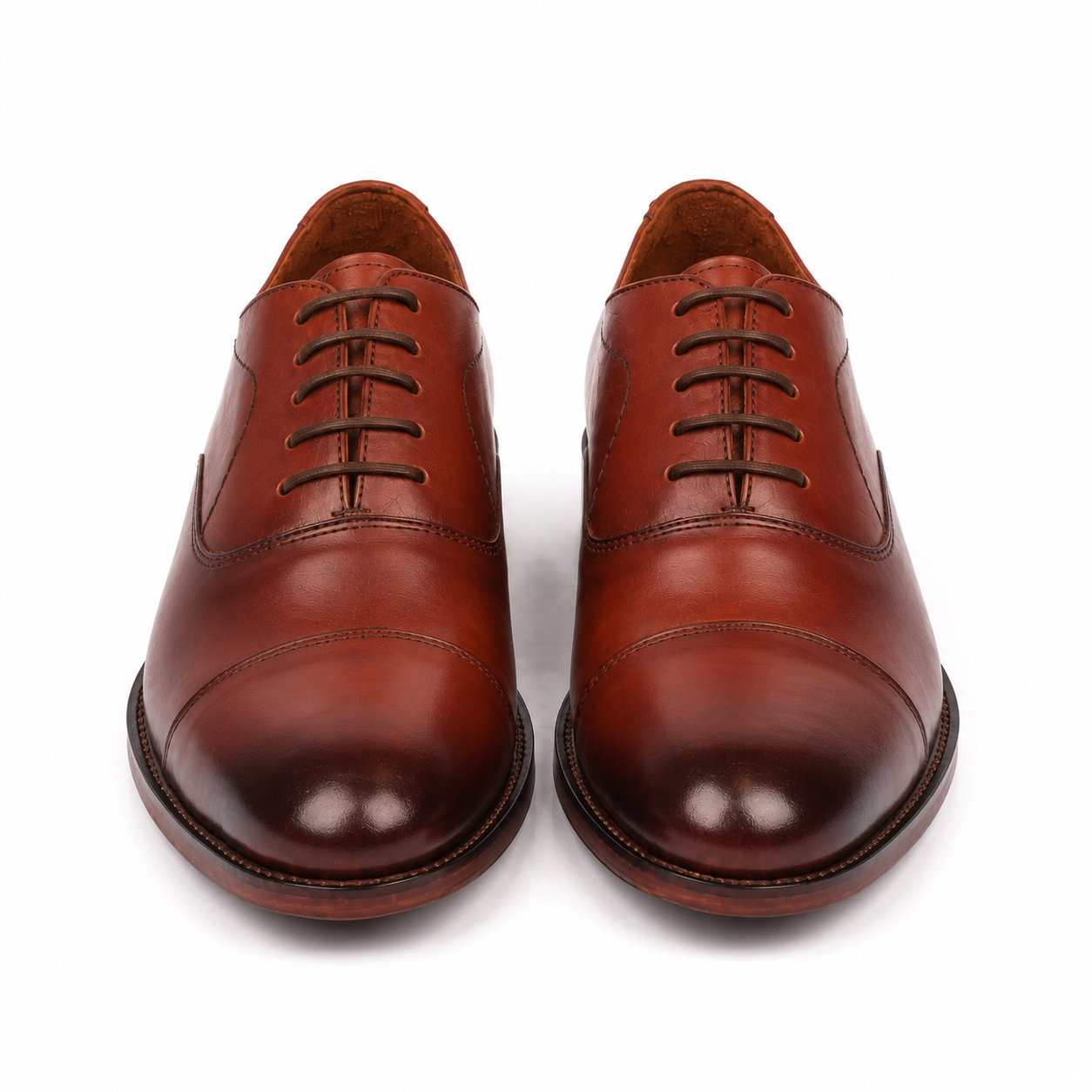 Top view of brown leather Derby shoes for men