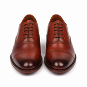 Top view of brown leather Derby shoes for men