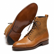 Captoe Work Boots in Tan Vegano & Tobacco Suede for Men
