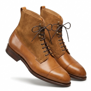 Captoe Work Boots in Tan Vegano & Tobacco Suede for Men
