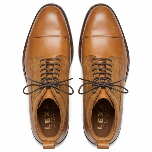 Captoe Work Boots in Tan Vegano & Tobacco Suede for Men