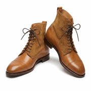 Captoe Work Boots in Tan Vegano & Tobacco Suede for Men