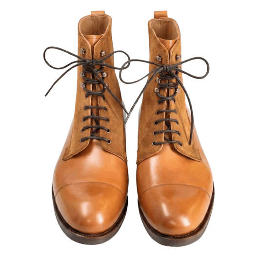 Captoe Work Boots in Tan Vegano & Tobacco Suede for Men