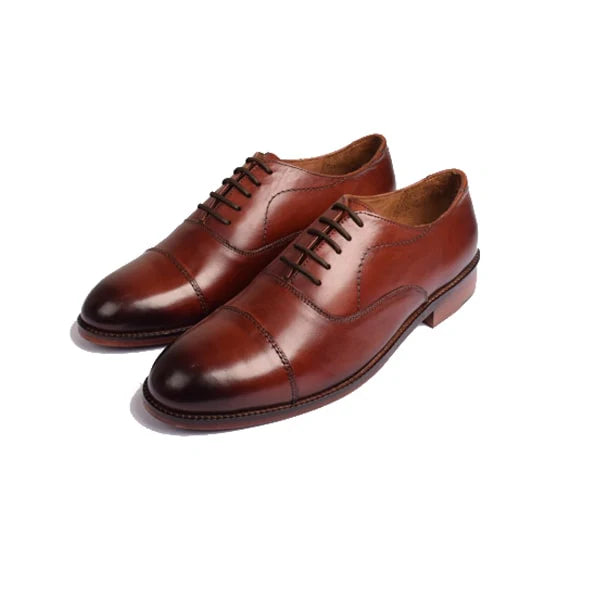 Captoe Classic Lace up Pure Italian Leather Shoes