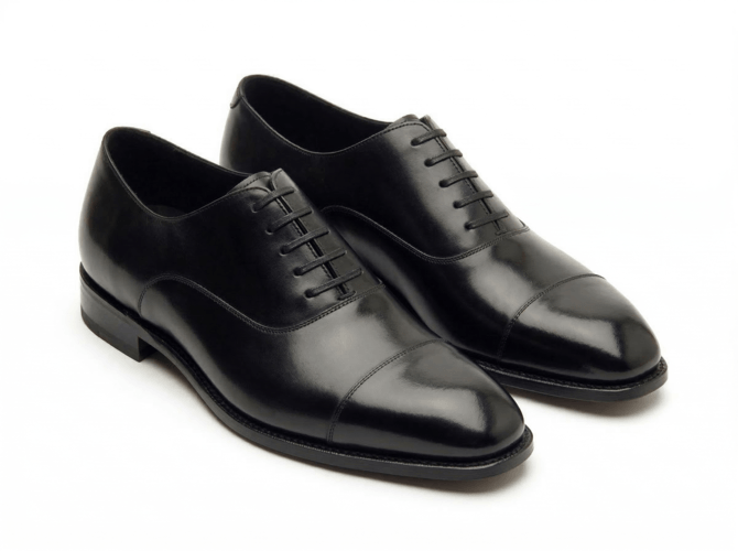 Black leather Oxford shoes for men formal cap toe dress shoes