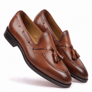 Cognac Leather Tassel Loafers