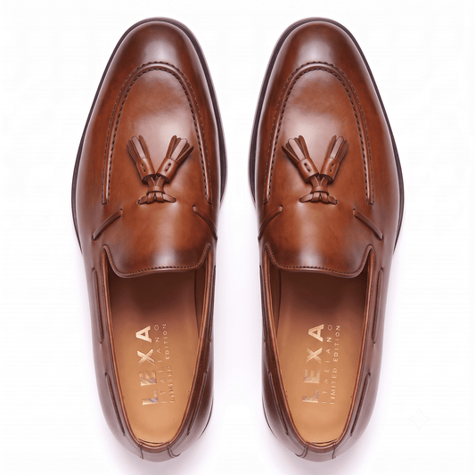 Cognac Leather Tassel Loafers