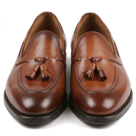 Cognac Leather Tassel Loafers