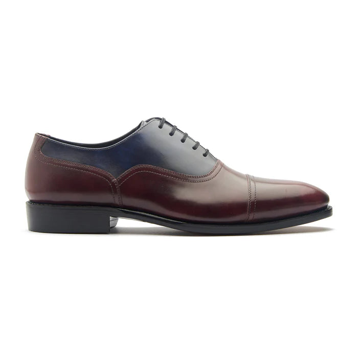 Contemporary Balmoral - Navy & Burgundy Museum Calf | Hand Welted