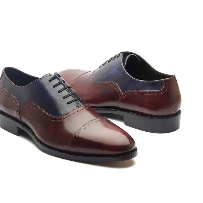 Contemporary Balmoral - Navy & Burgundy Museum Calf | Hand Welted