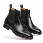 Croc Print Leather & Suede Seville Slip On Chelsea Boots in different color