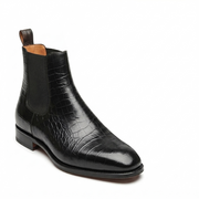 Croc Print Leather & Suede Seville Slip On Chelsea Boots in different color