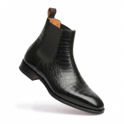 Croc Print Leather & Suede Seville Slip On Chelsea Boots in different color
