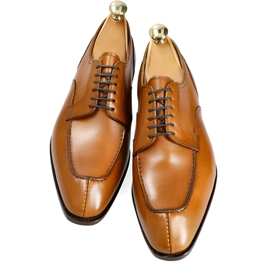 Tan Apron Toe Derby Shoes for Men | Premium Leather
